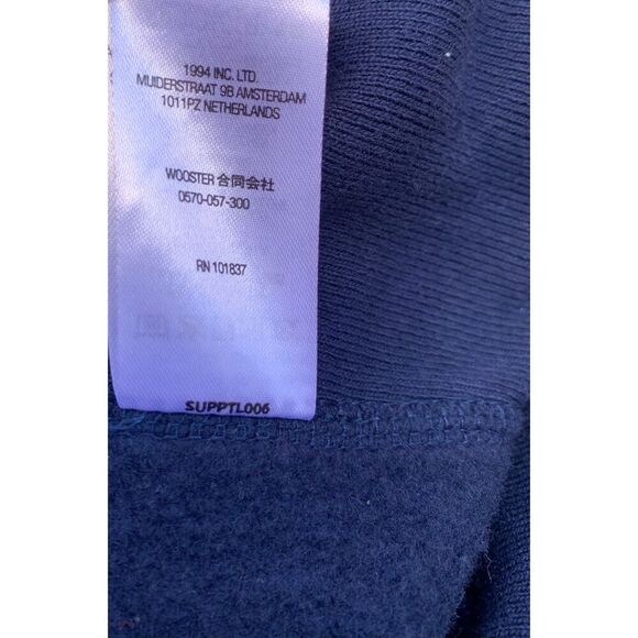 Supreme Navy Spell Out Hooded Sweatshirt Medium Hoodie Pullover - Picture 2 of 7